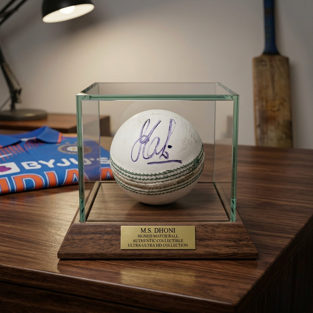MS Dhoni Signed Cricket Ball - View 2