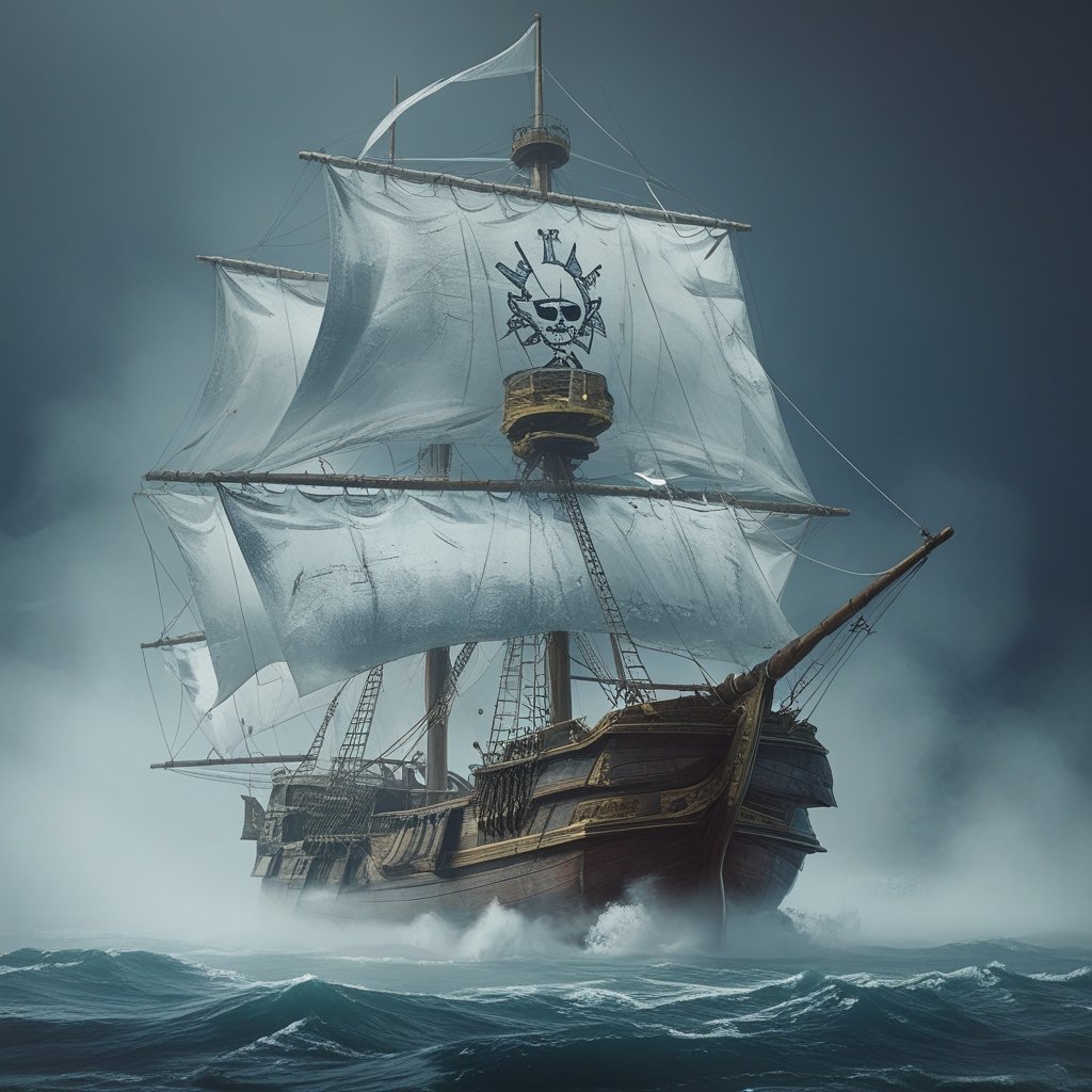 Bitcoin 100K Resistance: pirate ship navigating through market uncertainty