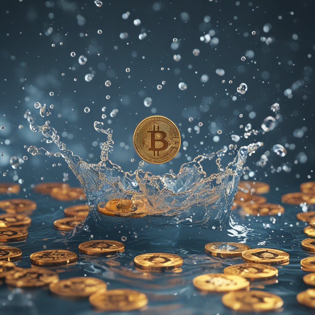 Bitcoin ETF Outflows: “Bitcoin coins splashing into a pool”