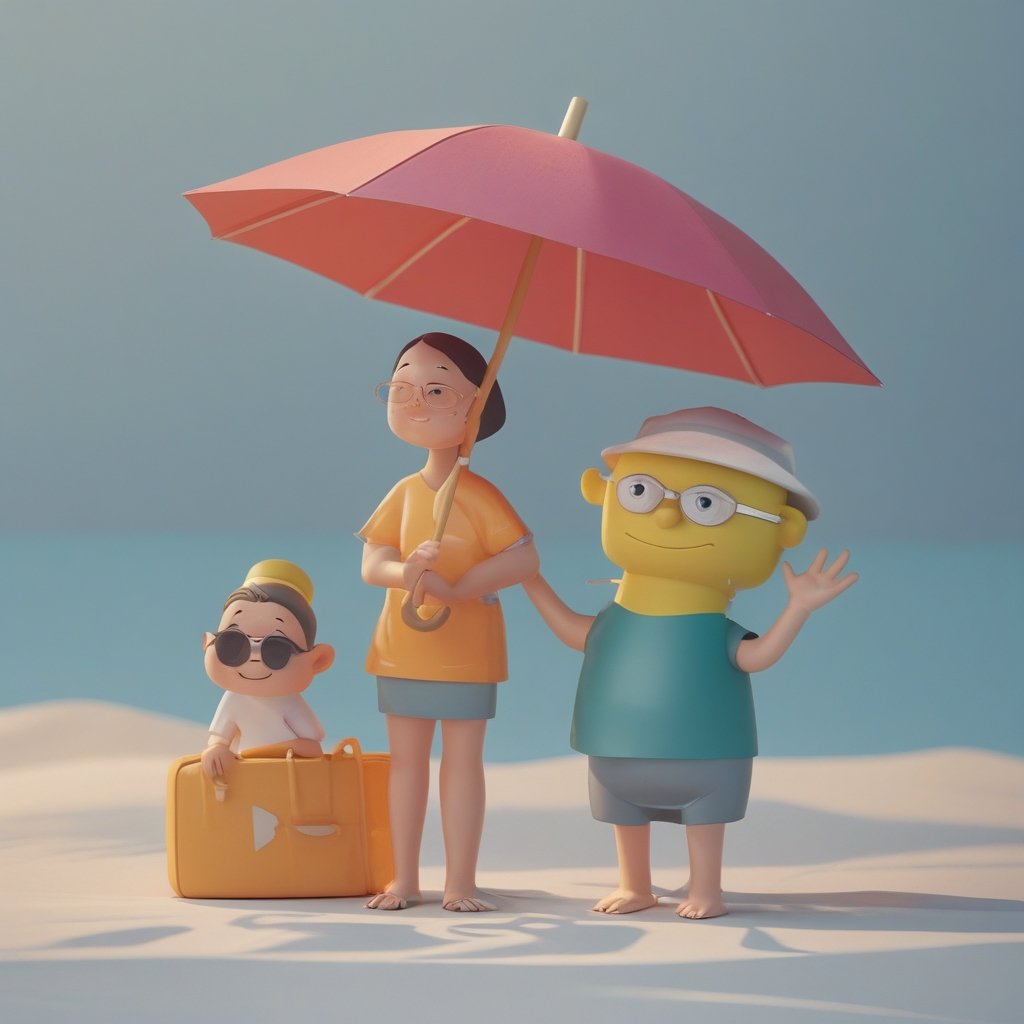Bitcoin Price Drop: A cartoon family packing an umbrella and sunscreen
