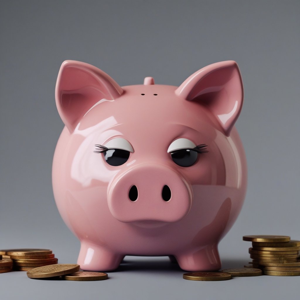Bitcoin Price Drop: a piggy bank with a frown face