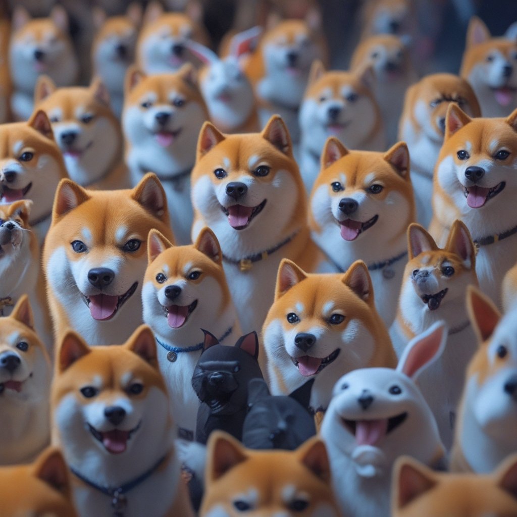 Bitget Collaboration: A cheering crowd of Shiba Inu dogs and Pepe bunnies