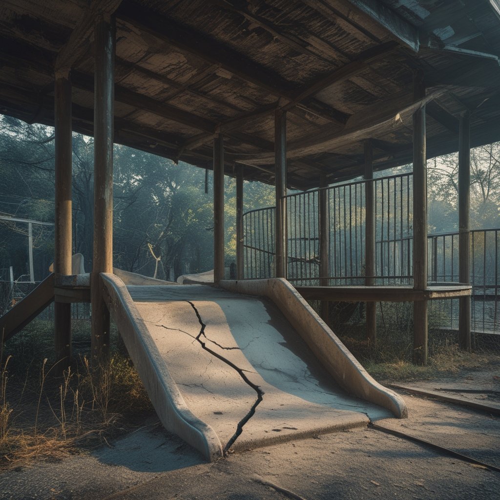 Bitget Collaboration: A deserted playground with a cracked slide