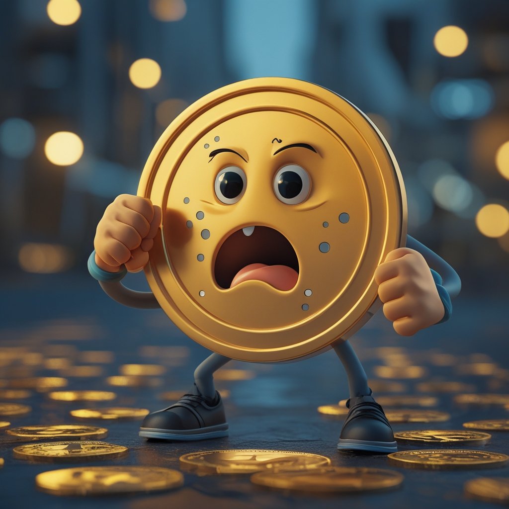 Crypto Fear Index: A cartoon scared little crypto token shaking its fists