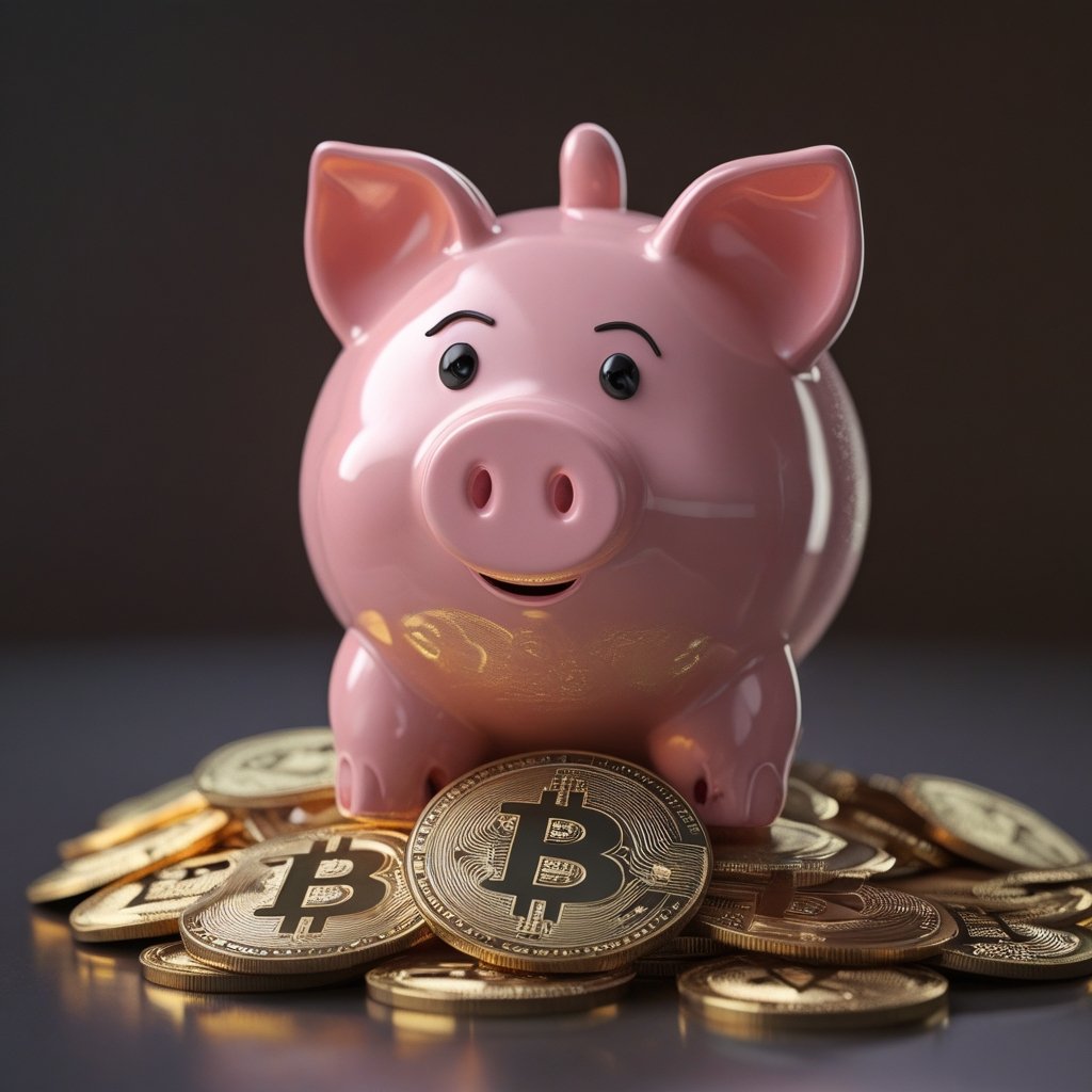 Epstein Bitcoin Discussions: A cartoon piggy bank full of Bitcoin