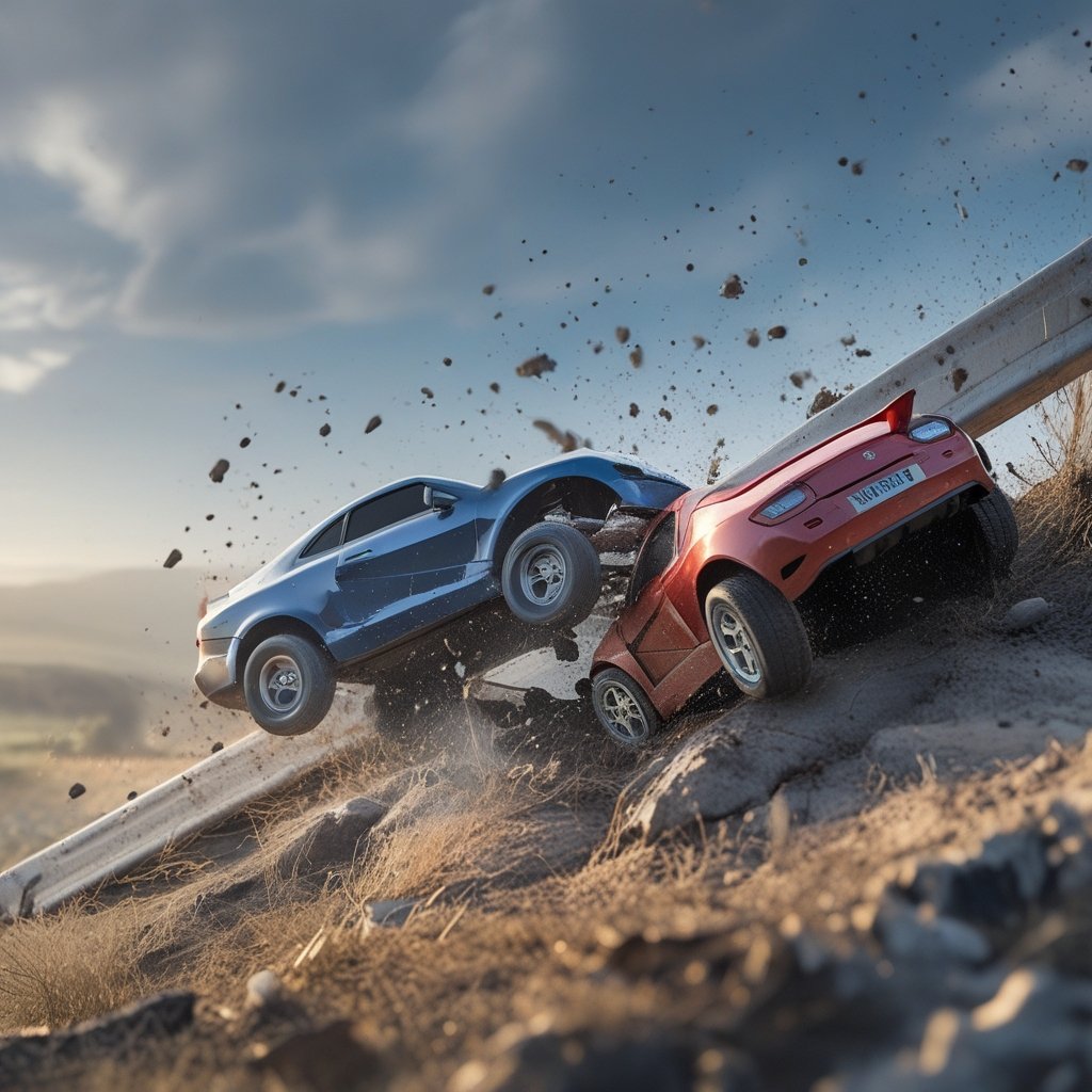 Ethereum options expiry: Two toy cars crashing into a barrier, both tumbling down a hill