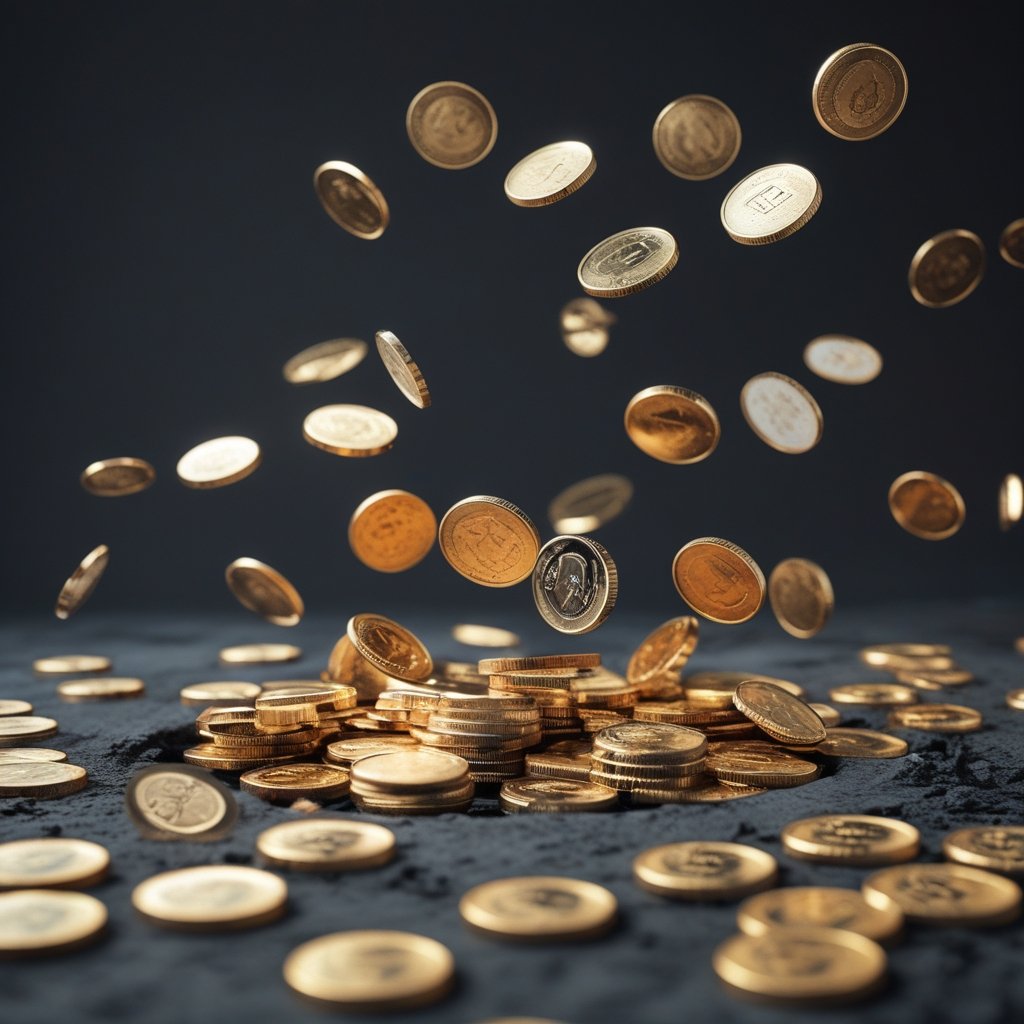 Internet Computer Price: A group of animated coins falling into a pit labeled 'Market Fear