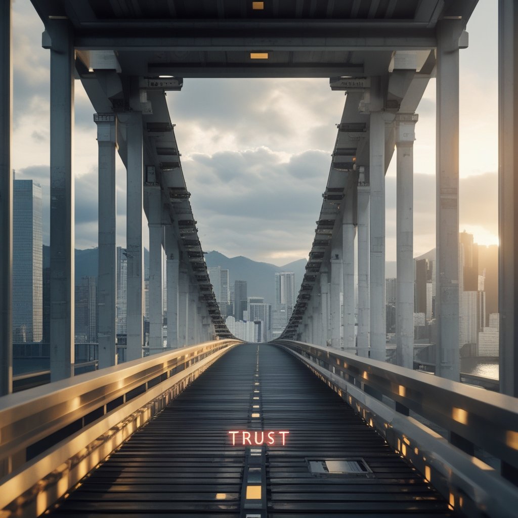 Japan Crypto Regulation 2026: a bridge connecting two people with a label ‘Trust’ on it
