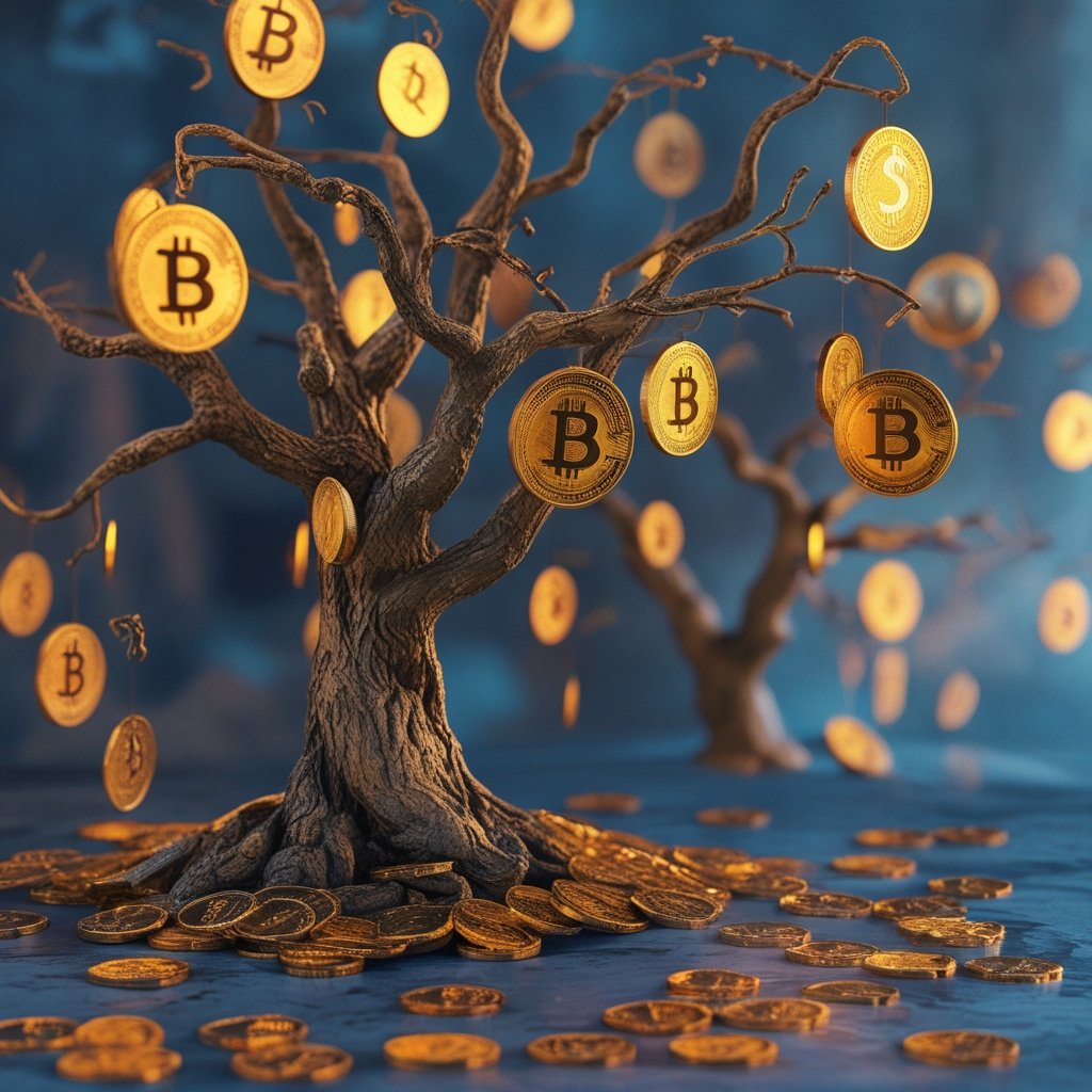 Japan Crypto Regulation 2026: a money tree with coins falling from it