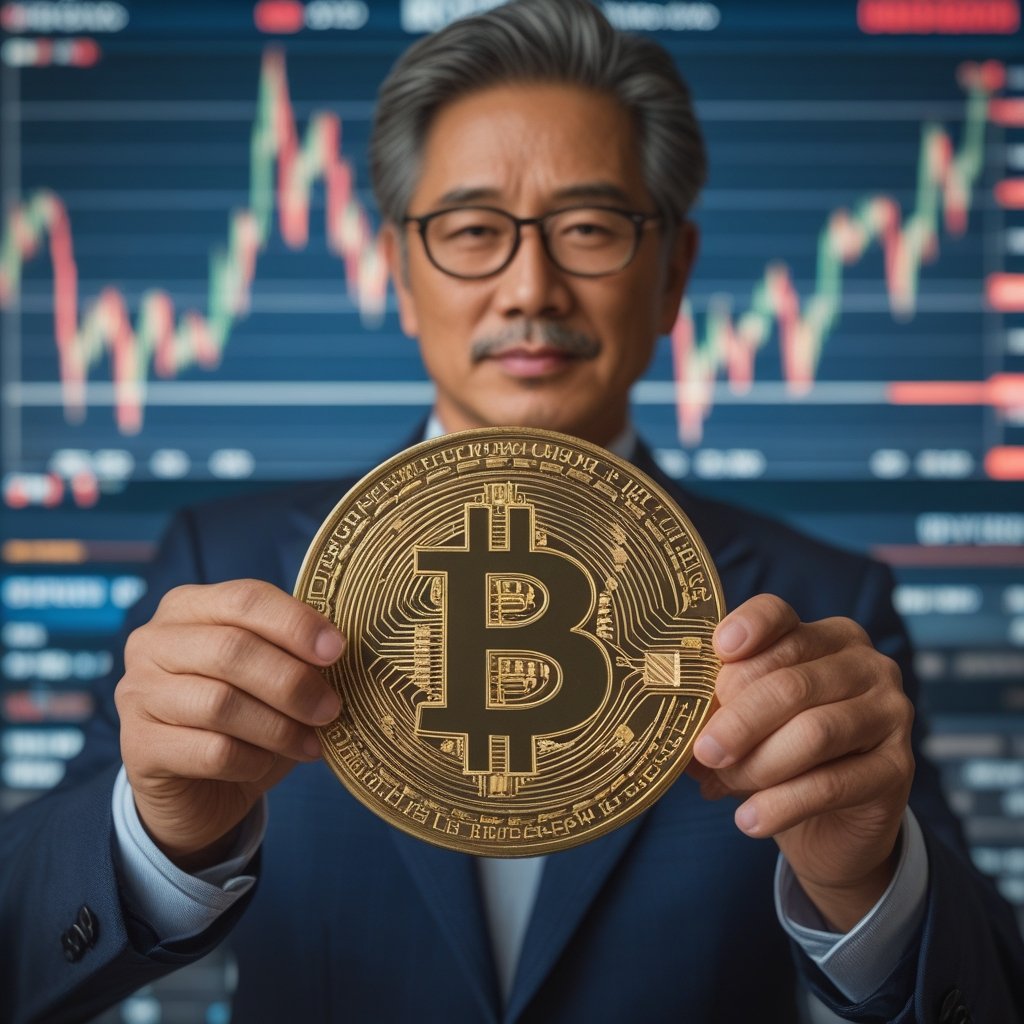 Kiyosaki Bitcoin: A person holding a Bitcoin sign in front of a stock market chart