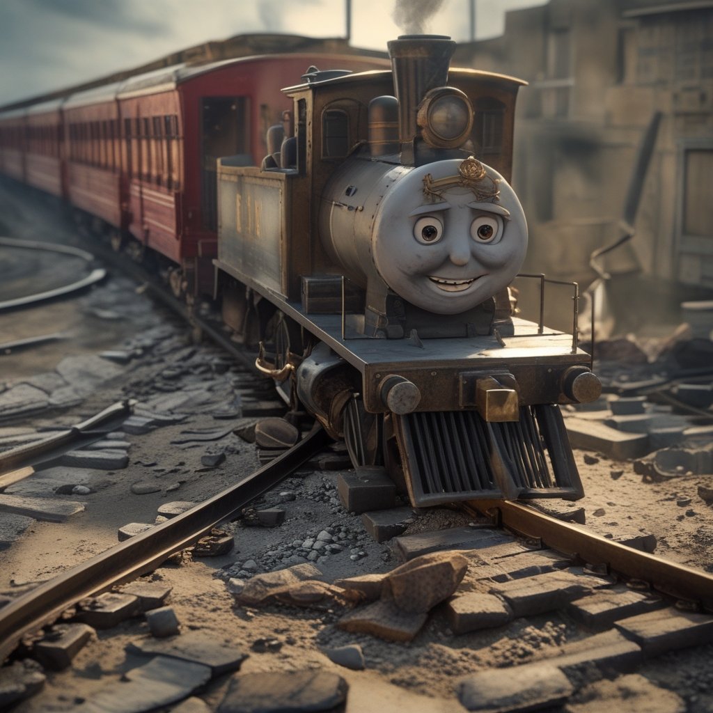 Oklahoma Man: a cartoon of a train with no tracks and people on it screaming