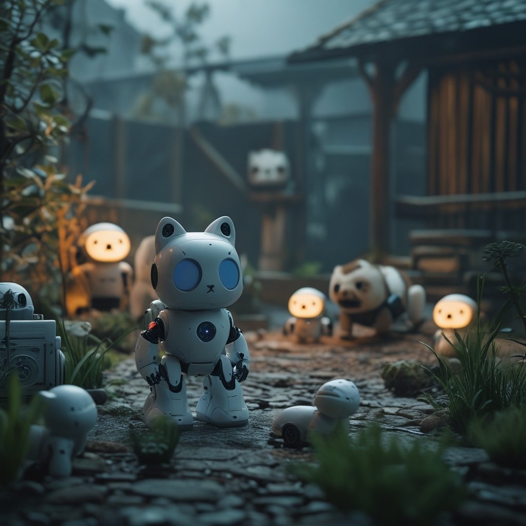 POPCAT attack: A garden with tiny robots and scared animals