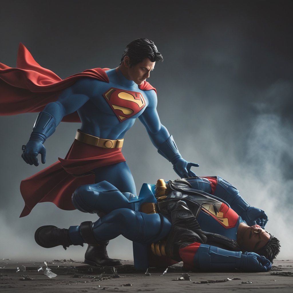 Plume network crash: A cartoon hero lifting a downed hero with a cape