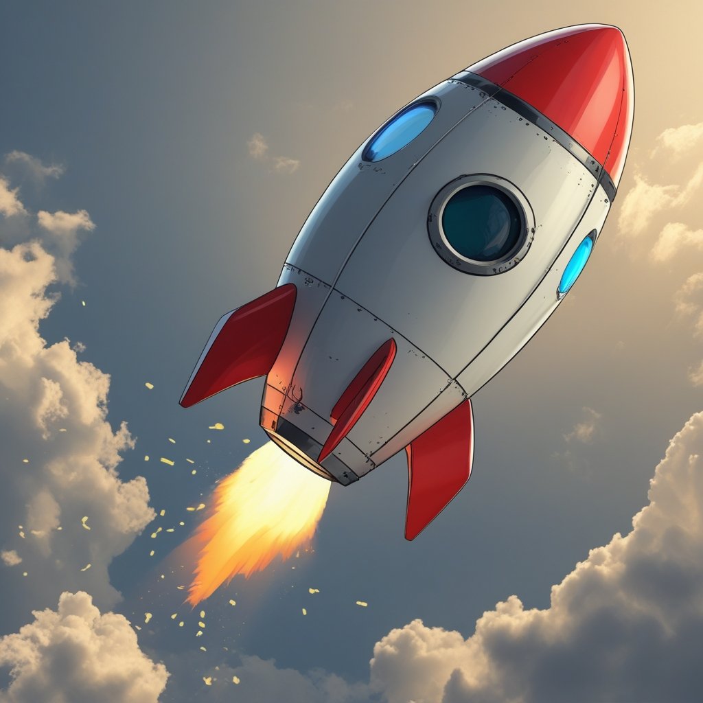 Plume network crash: A cartoon rocket blasting off with coins flying out