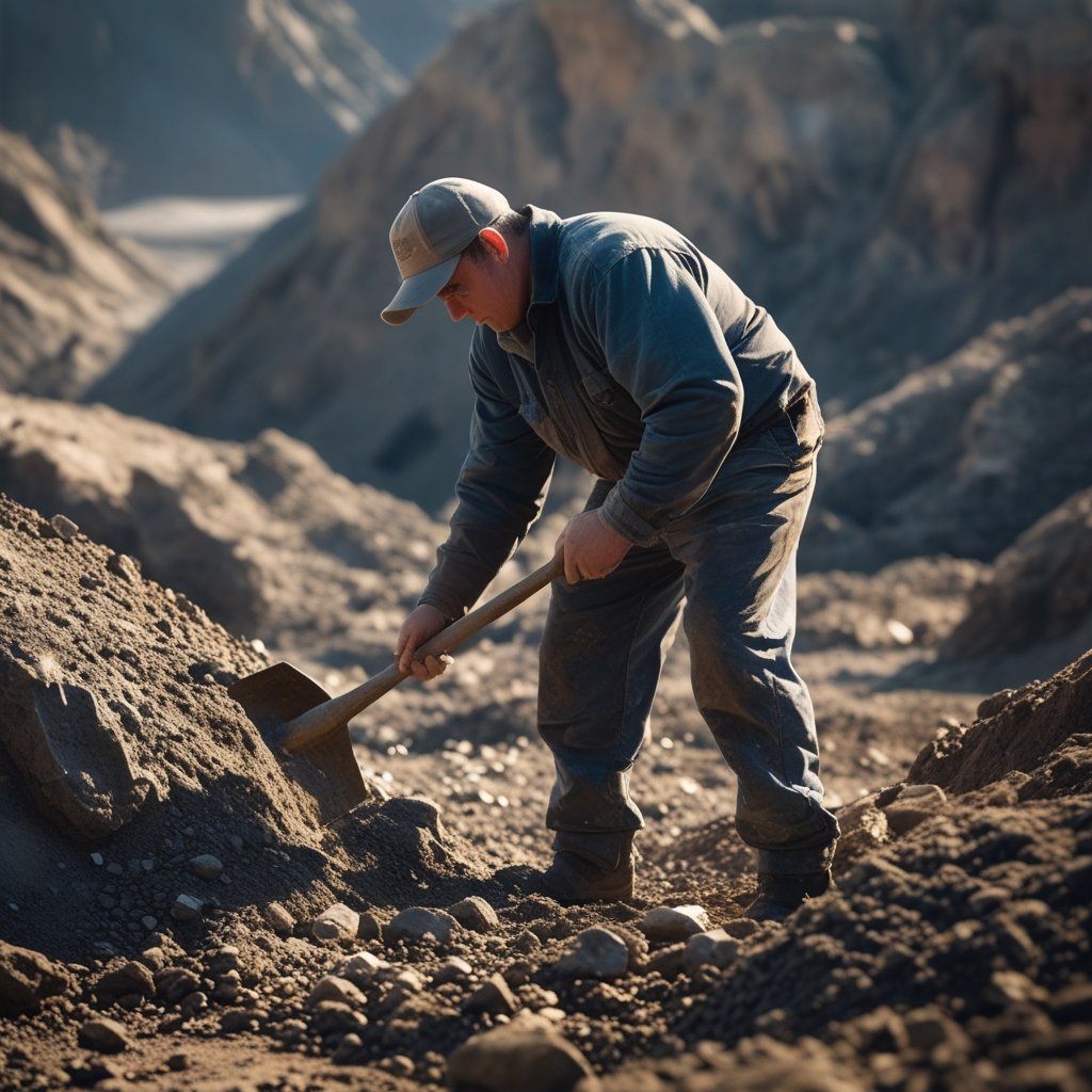 Scaramucci Family Investment: A miner digging for coins with a shovel
