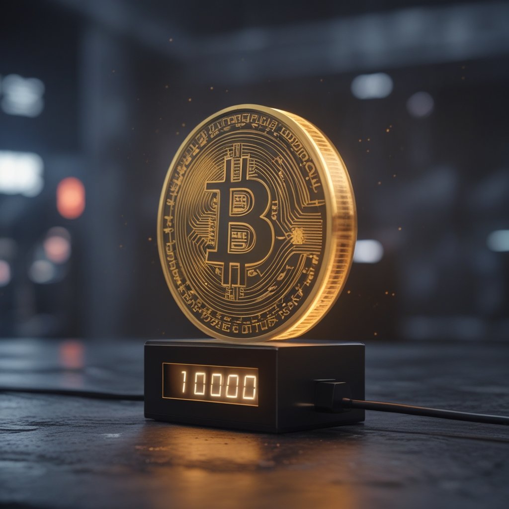 Tokenized Finance Asia: a glowing token with a timer