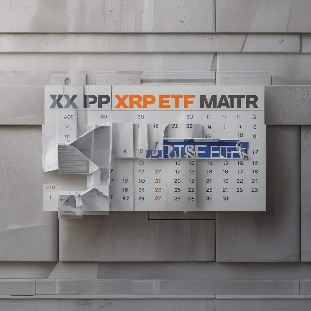 XRP ETF: a calendar with dates labeled "XRP ETF" and "BTSE ETF"