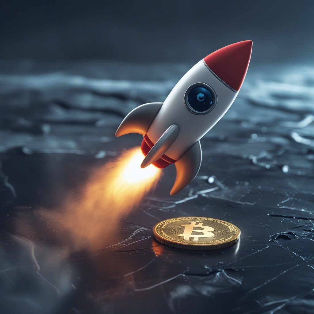 XRP Price Prediction: a cartoon rocket zooming past a coin