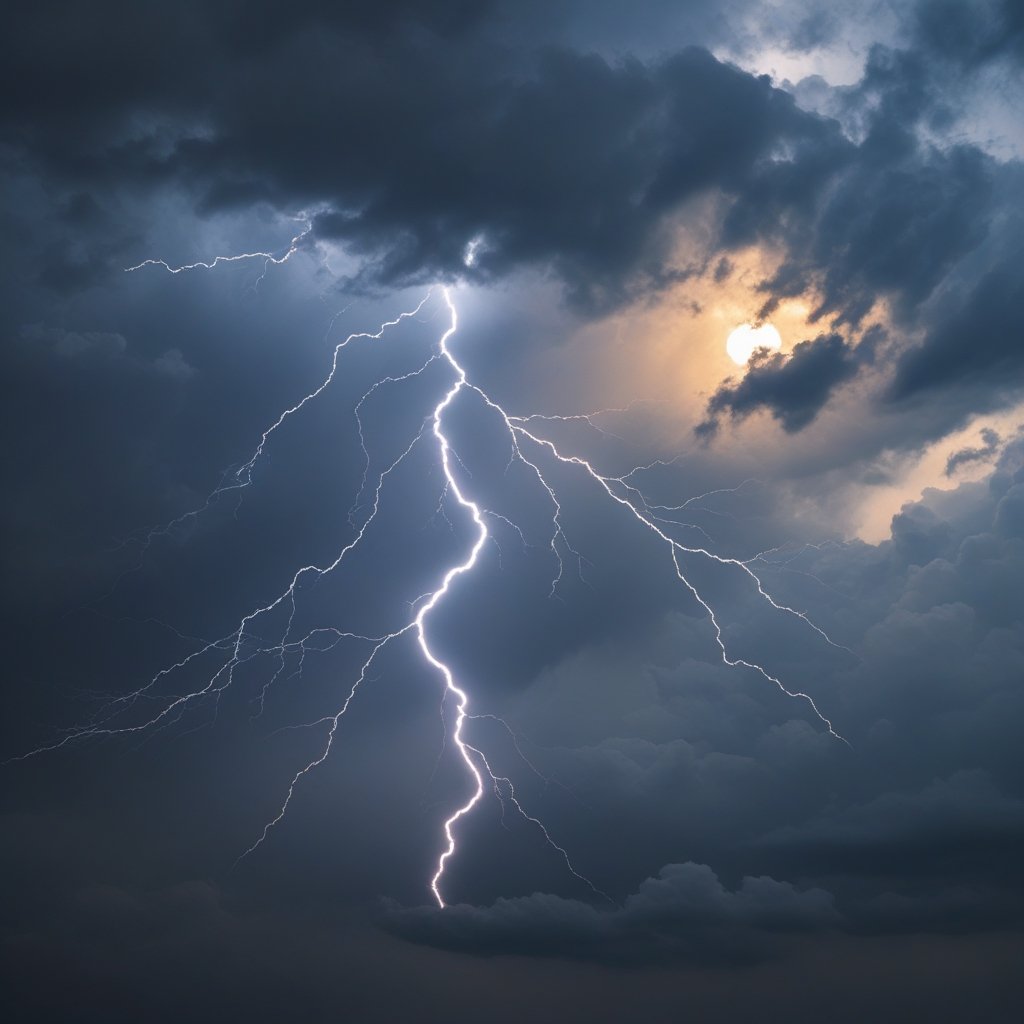 XRP Price Prediction: a storm cloud with lightning and a sunshine cloud