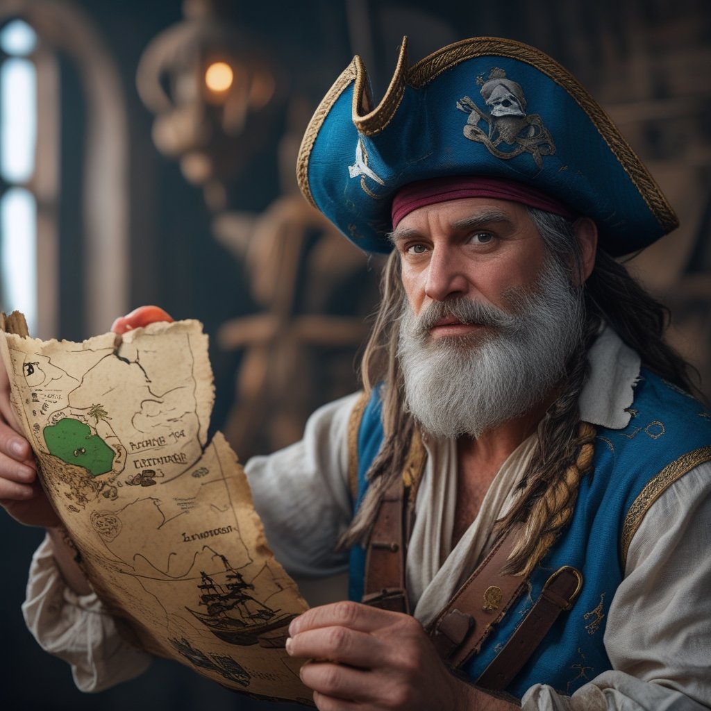 XRP Scam Alert: A cartoon pirate with a silly fake treasure map