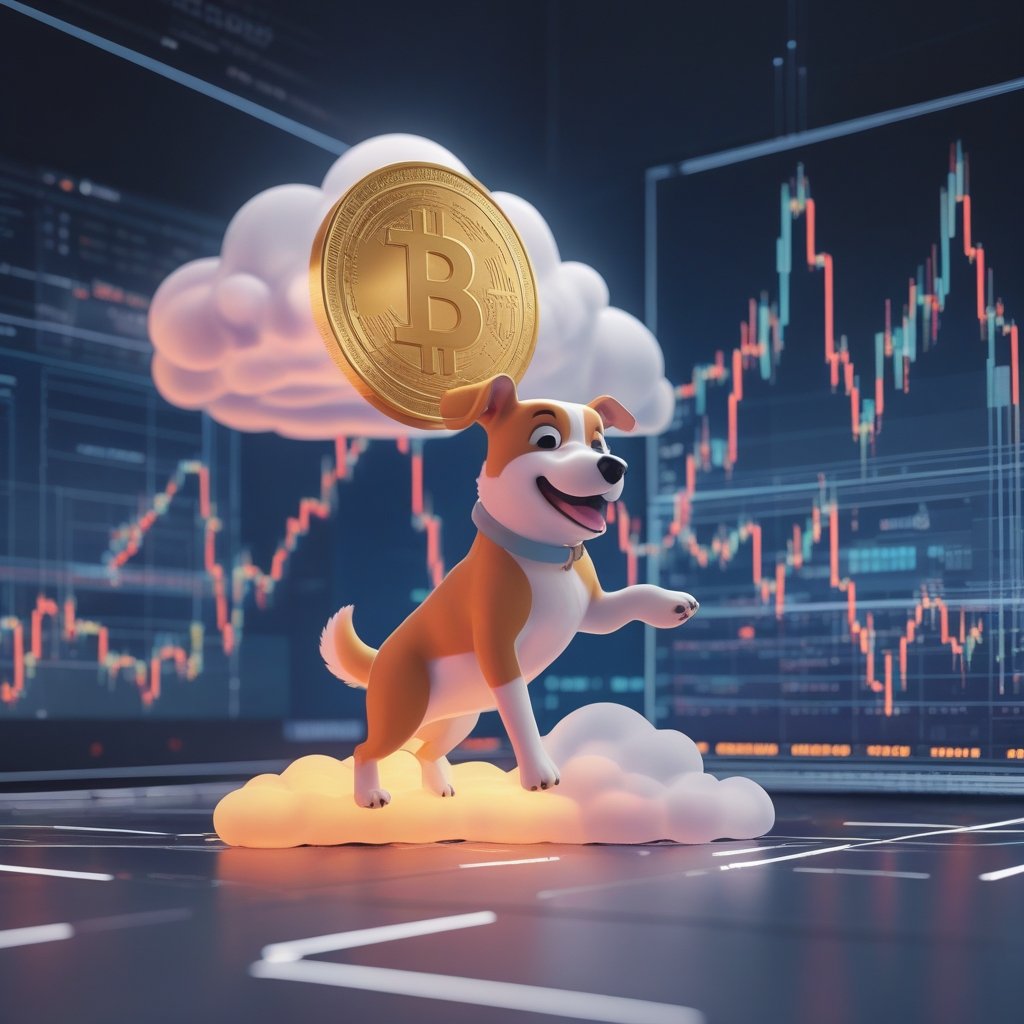 BONK price analysis: A cartoon showing a happy dog coin bouncing off a cloud labeled 'Resistance' and landing on a cloud labeled 'Support'
