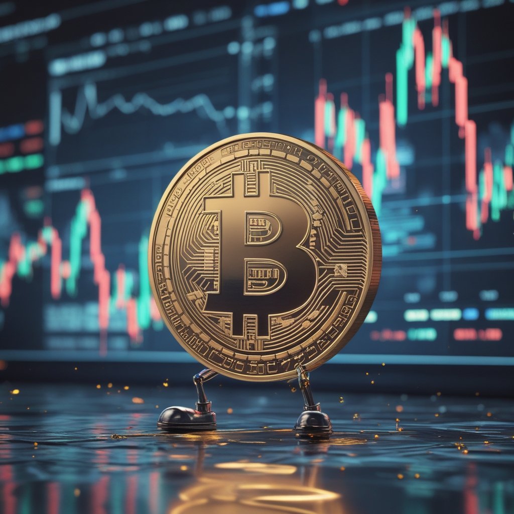 BTC weekly close: A cartoon of a bouncing Bitcoin coin with a happy face