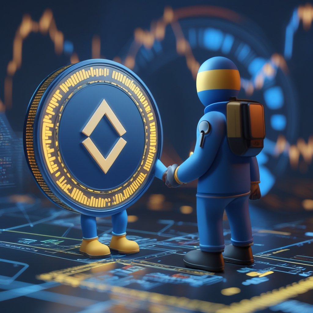 Binance Abu Dhabi: Cartoon showing Binance and Abu Dhabi shaking hands