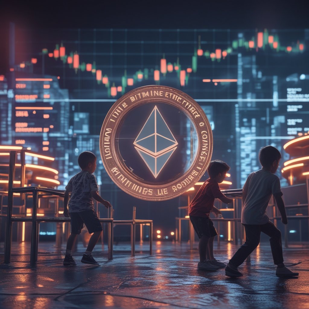 BitMine Ether purchase: A playground scene with kids playing different games, representing different trading strategies