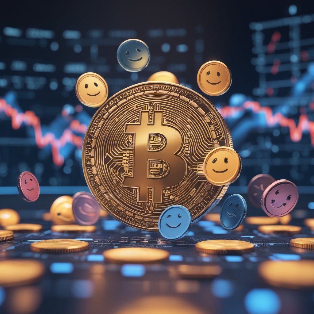 Bitcoin $93K: A colorful picture of different digital coins with happy faces, all jumping up together