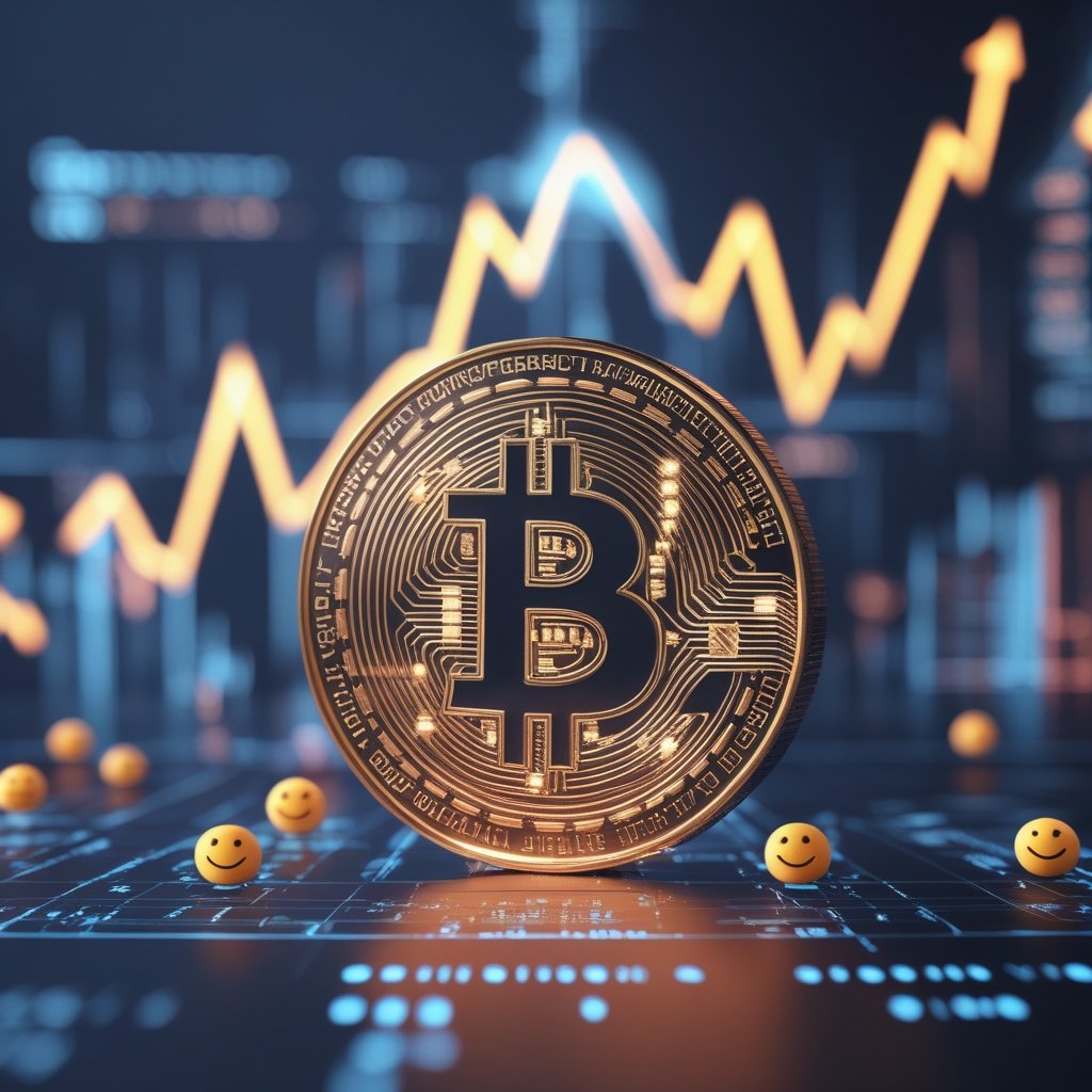 Bitcoin $93K: A simple chart showing lines going up with happy faces, representing the rising prices