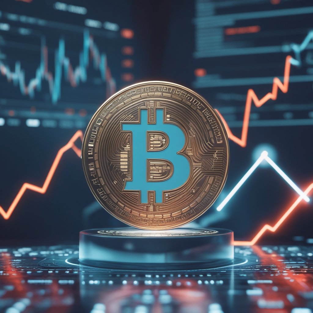 Bitcoin: A cartoon of a coin with a happy face going up a hill, then a sad face going down, then a happy face again.