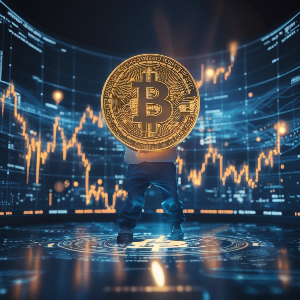 Bitcoin ETF: A friendly giant turning on a light switch in a dark room