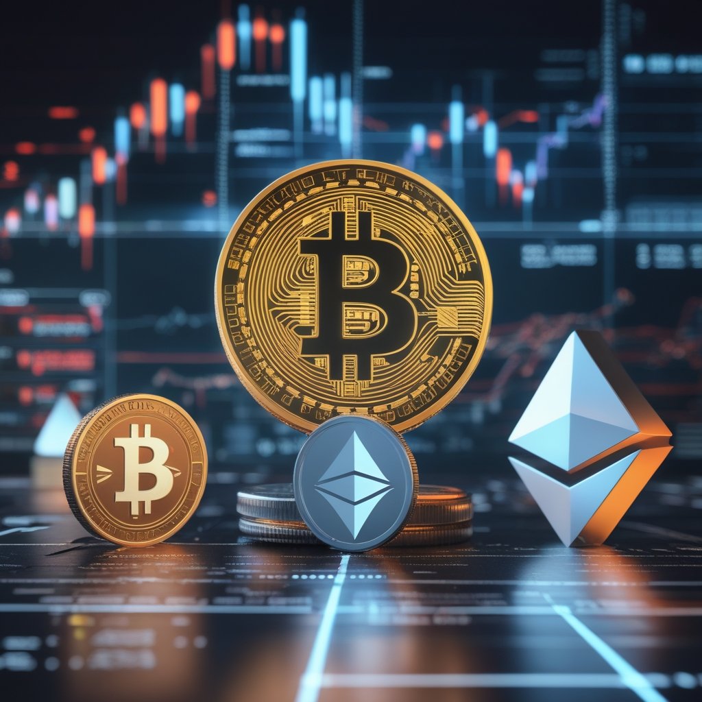 Bitcoin ETF outflows: A simple picture of a child choosing between three toys: a Bitcoin, an XRP, and an Ethereum.