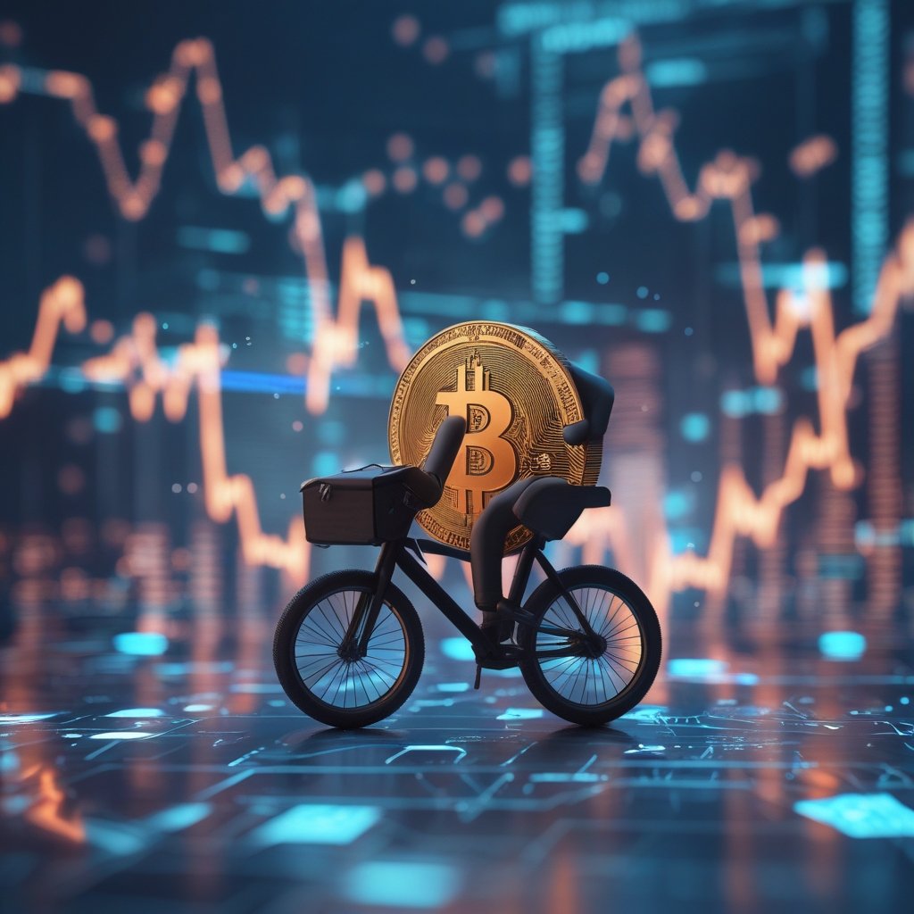 Bitcoin ETFs: A cartoon showing Bitcoin as a bike becoming steadier with more hands holding it