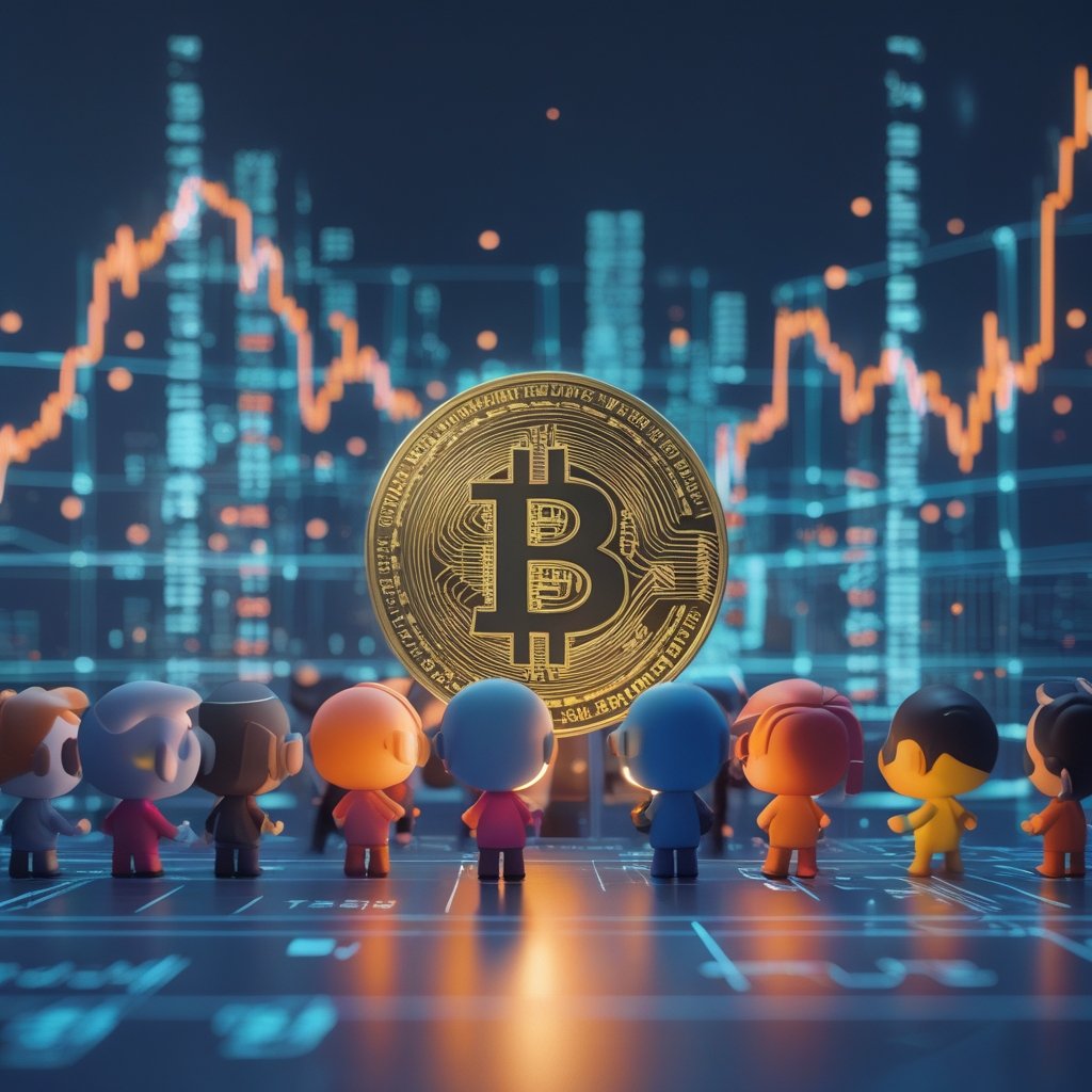 Bitcoin critical juncture: A group of diverse cartoon characters watching cryptocurrency charts together