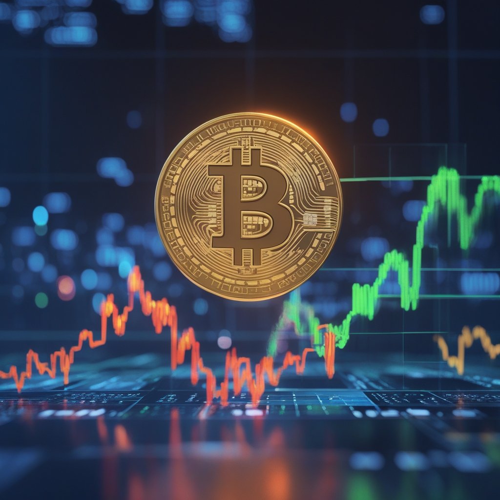 Bitcoin liquidity signal: A simple cartoon chart with a green line going up and a red line going down