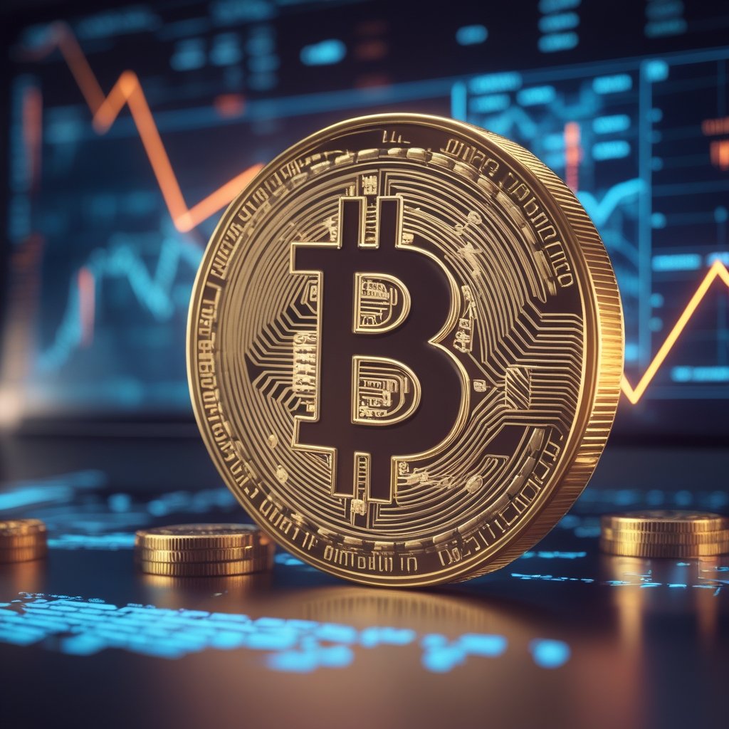 Bitcoin liveliness indicator: A friendly cartoon showing old and new Bitcoin coins moving on a computer screen, with arrows showing them going different places