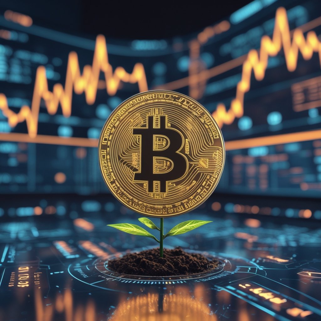 Bitcoin options: A simple drawing of a growing plant to represent investment growth