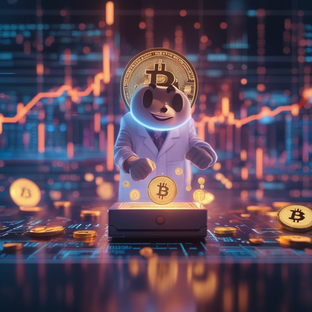 Bitcoin price prediction 2026: A friendly cartoon character showing a glowing computer with coins floating out