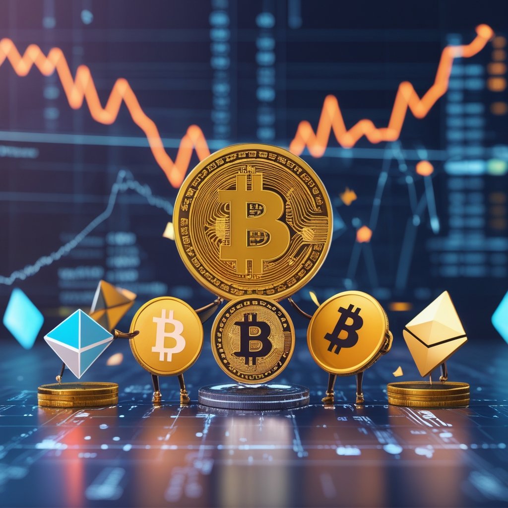 Bitcoin price prediction 2026: A group of different cartoon coins - Bitcoin, Ethereum, Dogecoin - having a party together