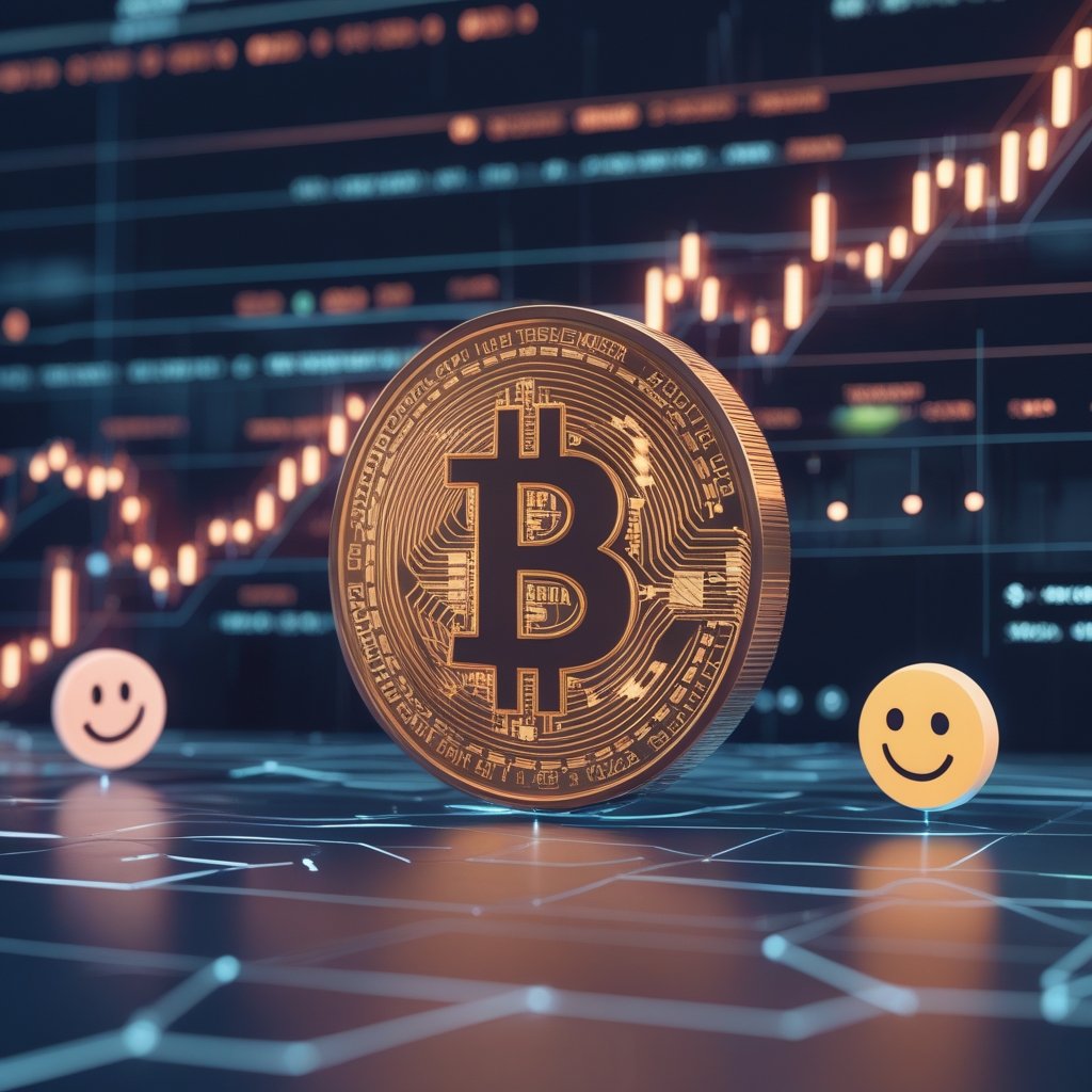 Bitcoin price prediction 2026: A simple chart with a happy face going up, a sad face going down, and a neutral face staying flat