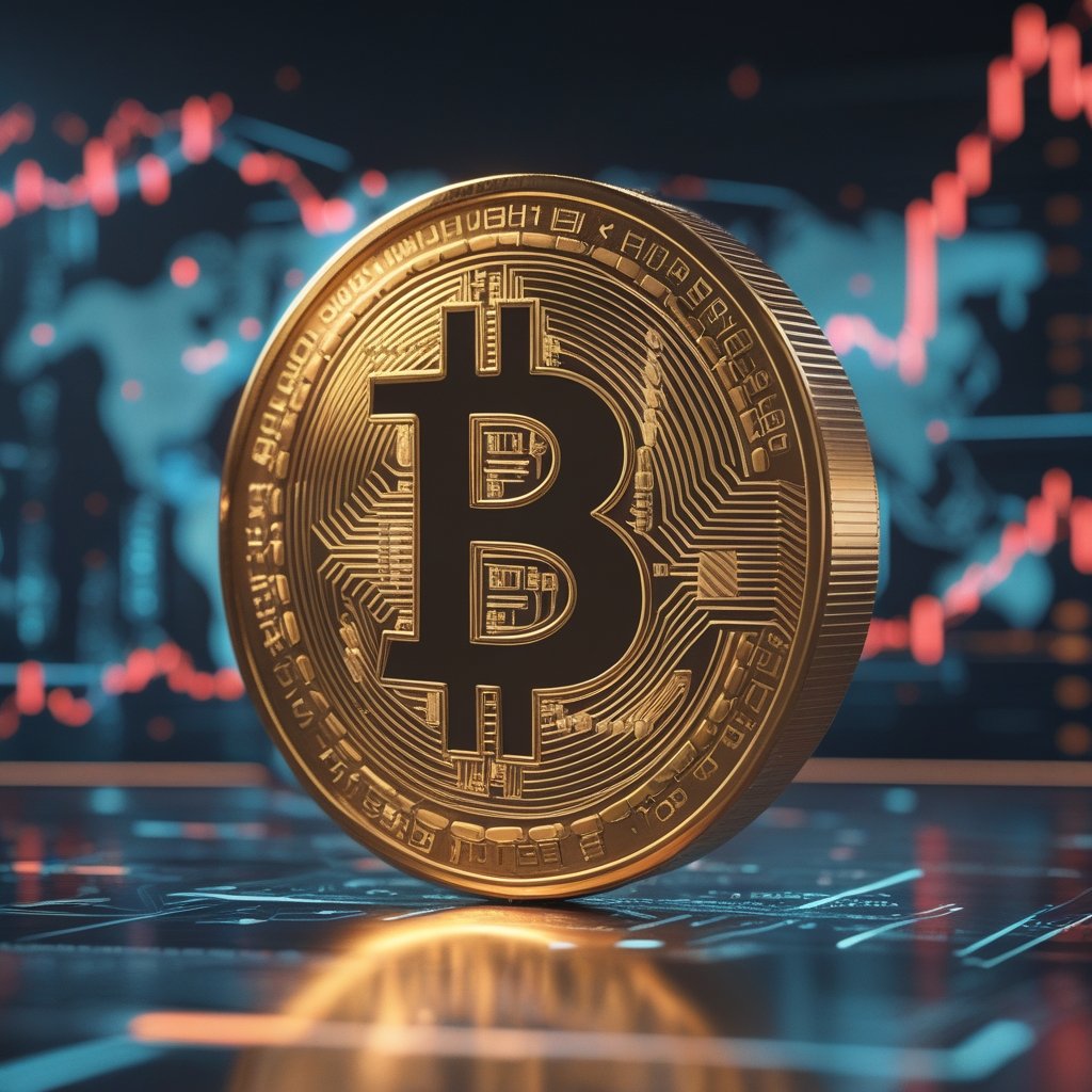 Bitcoin strategy backfire: A simple drawing of a golden coin with a computer chip inside, smiling