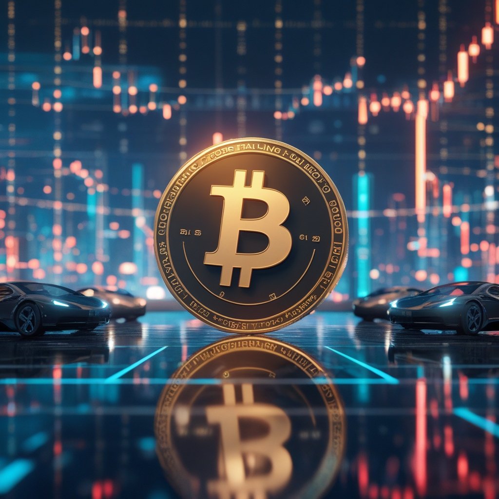 Bittensor halving: A bright, futuristic city with flying cars and robots