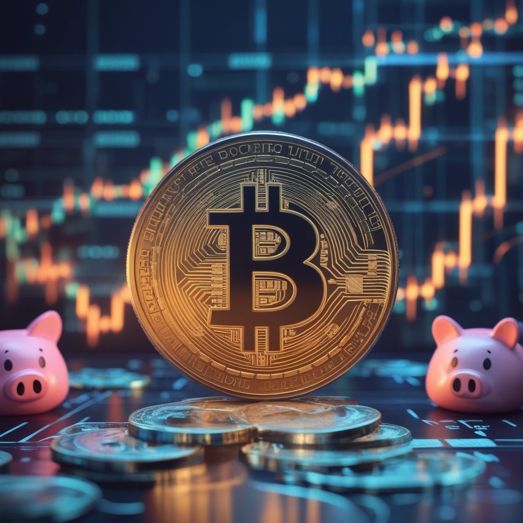 BlackRock Bitcoin ETF: A picture showing money flowing out of a piggy bank with sad faces