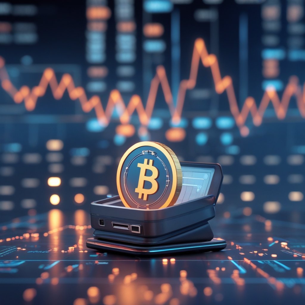 Blockchain Economy: A friendly cartoon wallet with digital coins inside, showing global connections