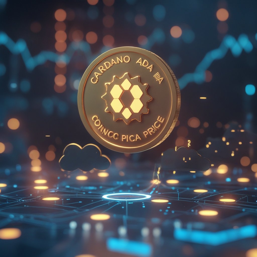 Cardano ADA price: A simple cartoon showing a happy sun (price going up) and a cloud with rain (price going down) over a line graph for kids