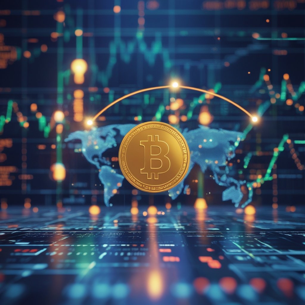 Circle ADGM license: A friendly cartoon showing a digital dollar (USDC) zipping across a map from Abu Dhabi to other countries