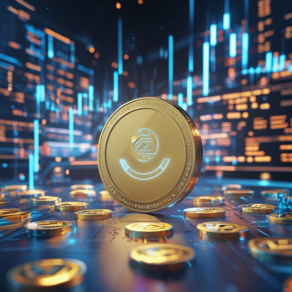 CoinDesk 20: A friendly cartoon of 20 smiling coins with names on them, like a team lineup