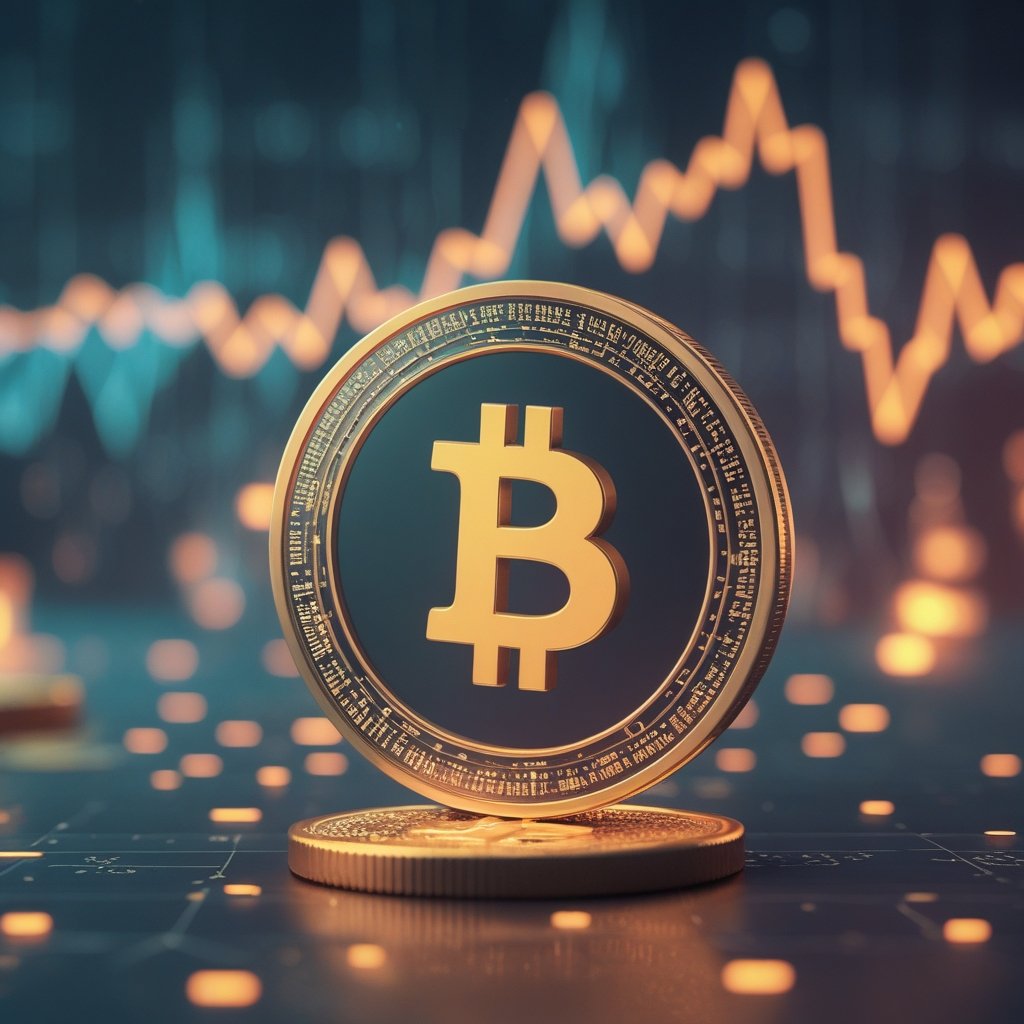 CoinDesk 20: A simple chart showing two lines going up, with smiling Chainlink and Sui coins at the top