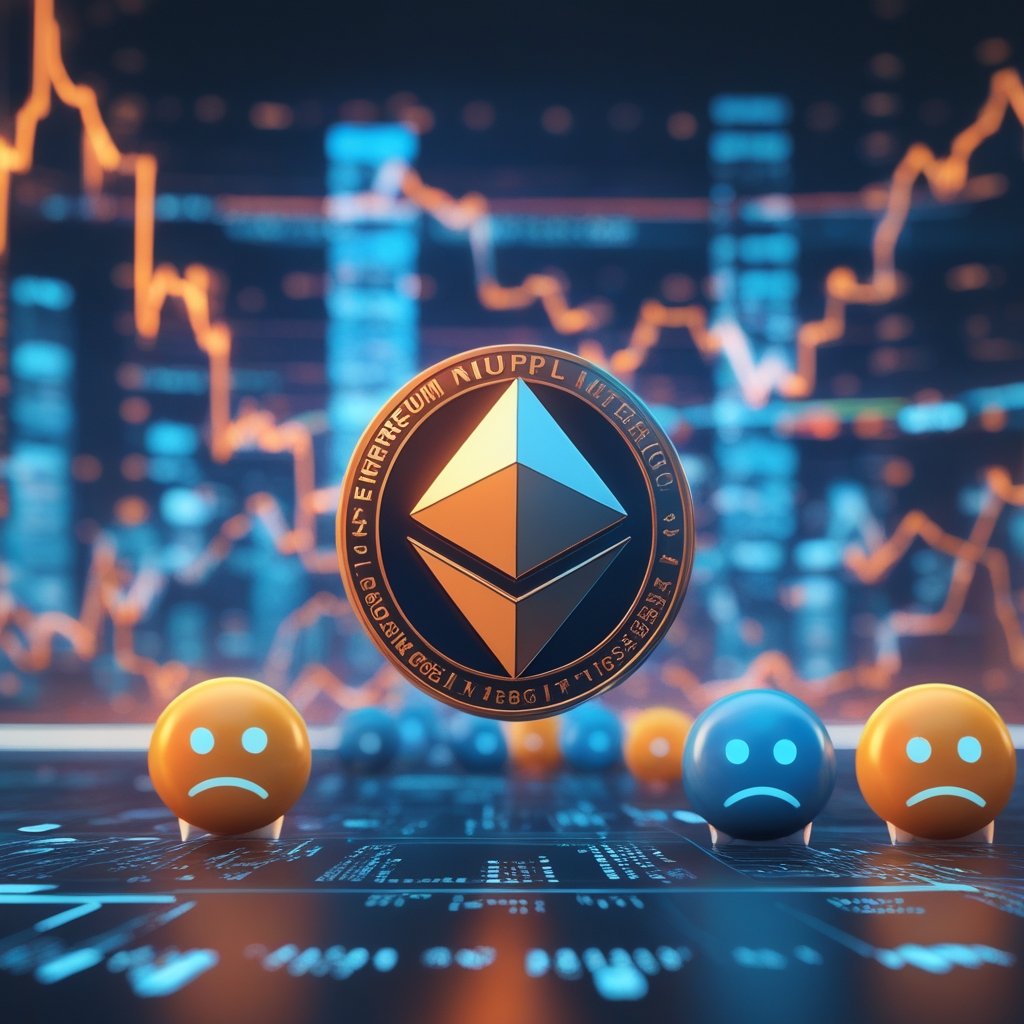 Ethereum NUPL metric: A friendly cartoon chart showing happy and sad faces for kids